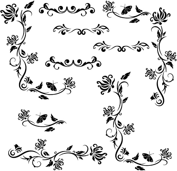 PLIGREAT 2 Sheets Black Flowers Vines Wall Stickers, Butterfly Floral Wall Decals Removable Vinyl Peel and Stick Sticker for Bathroom Nursery Bedroom Living Room Home Indoor Window Decor by PLIGREAT