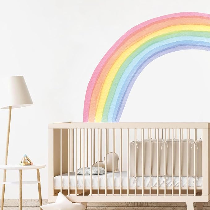 Large Rainbow Wall Decals - Colorful Wallpaper and Wall Stickers for Girls' Bedroom - Vibrant Rainbow Wall Art Decoration for Nursery and Classroom - Image 6