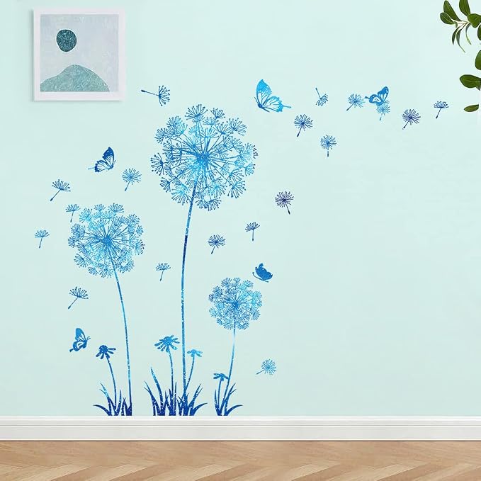 Removable 3D Dandelion Wall Decals Flowers and Flying Butterfly Wall Stickers Murals Self-adhesive Peel and Stick Falling Dandelions Decor for Girls Bedroom Living Room Nursery Baby Children's - Image 5