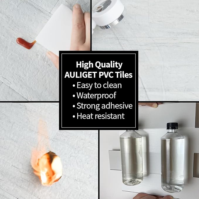 AULIGET 2-Piece Light Shale Peel and Stick Backsplash Wall Tiles, 6" x 12" PVC Faux Stone Stick on Tile for Backsplash Kitchen, Bathroom, Laundry Room, Camper, Fireplace - Image 5