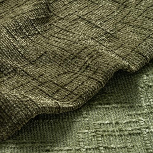 MIULEE Chenille Textured Throw Pillow Covers Olive Green 20x20 Set of 2 - Image 2