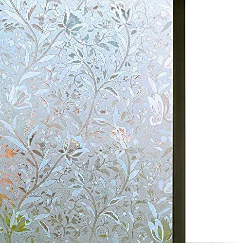 Niviy Excellent Quality 3D Static Cling Window Film Non-Adhesive Window Covering Decorative Flower Privacy Film for Window 17.5" x 78.5" by Niviy