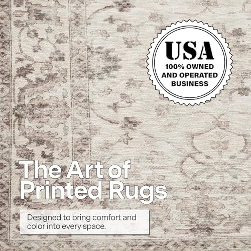 ReaLife Rugs Machine Washable Area Rug Runner - Living Room Bedroom Bathroom Kitchen Entryway Office - Padded Low Pile Stain Resistant Premium - Boho Farmhouse Vintage - BEV - Beige 2'6" x 10' - Image 4