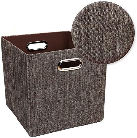 Posprica Storage Bins Cube Containers Boxes,Thick and Heavy Duty Fabric Drawers, 11×11 inch- Set of 4,Brown - Image 3