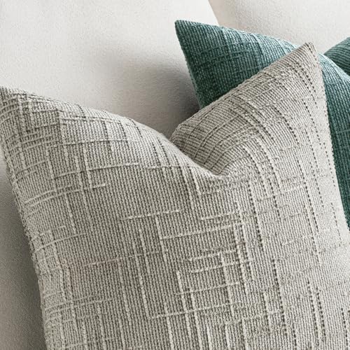 MIULEE Chenille Textured Throw Pillow Covers Light Grey 18x18 Set of 2 - Image 3
