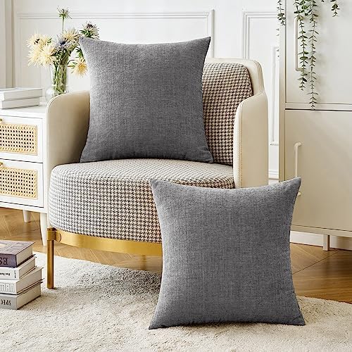 MIULEE Soft Chenille Throw Pillow Covers Dark Gray 20x20 Inch Pack of 2 - Image 5