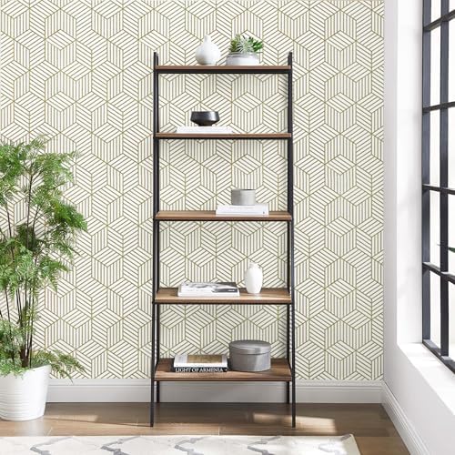 CiCiwind Wallpaper Peel and Stick Modern White and Gold Contact Paper Peel and Stick Geometric Removable Self Adhesive Wall Paper for Bedroom Renter Friendly Papel Tapiz para Pared 15.7"x118" - Image 2
