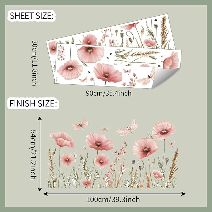 3D Wall Stickers Pink Floral Wall Art Decal Decor for Bedroom Living Room Offices Home Decoration - Image 3