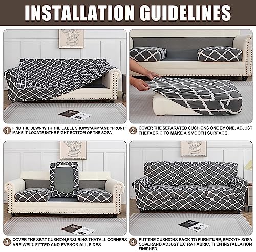 SearchI Stretch Sofa Cover Printed Couch Covers, Floral Pattern 2 Piece Armchair Slipcover with Separate Chair Cushion Cover, Washable Furniture Protector for Living Room(Armchair, Maple Leaf) - Image 6