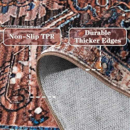 Hanples 2x3 Washable Rugs for Entryway, Vintage Floral Door Mat, Red - Image 5