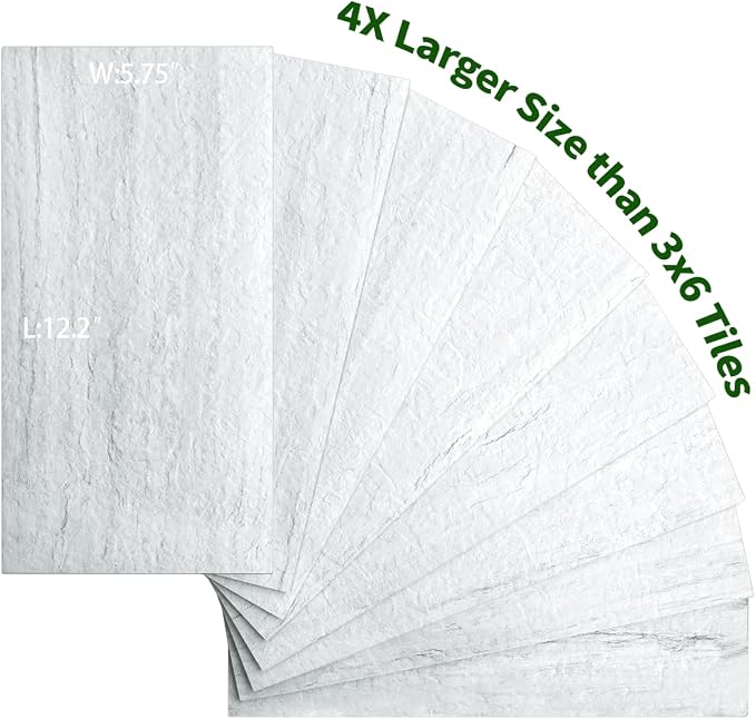 AULIGET 20-Piece Light Shale Peel and Stick Backsplash Wall Tiles, 6" x 12" PVC Faux Stone Stick on Tile for Backsplash Kitchen, Bathroom, Laundry Room, Camper, Fireplace - Image 3