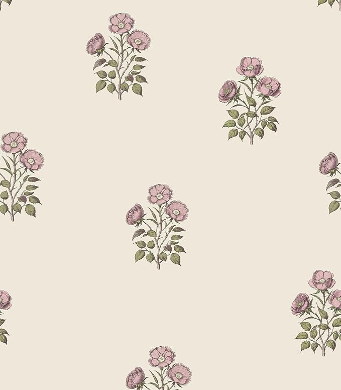 17.3”×393.7” Vintage Floral Wallpaper Retro Rose Flower Contact Paper for Cabinets Self Adheisve Floral Wallpaper for Bedroom Accent Wall Cabinets by LUKUUI