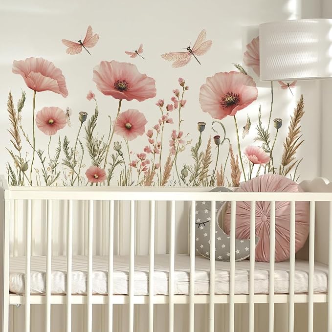 3D Wall Stickers Pink Floral Wall Art Decal Decor for Bedroom Living Room Offices Home Decoration - Image 5