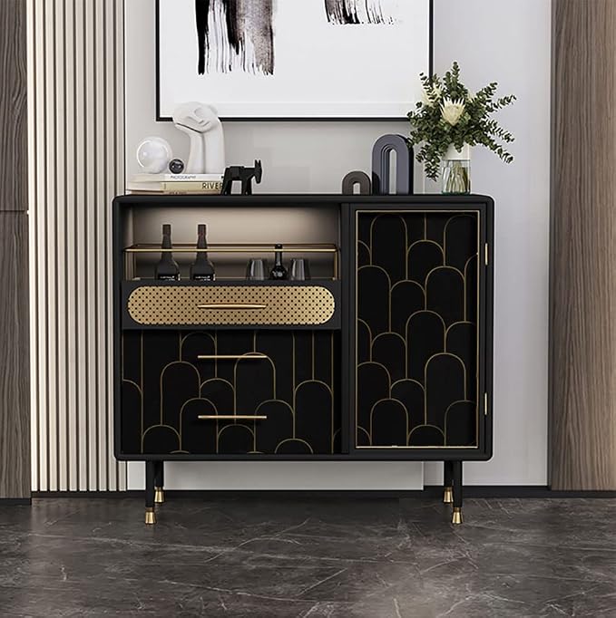 Yasinet Black and Gold Wallpaper Black Geometric Contact Paper Modern Stripe Removable Self Adhesive Wall Paper Decorative for Wall Bedroom Vinyl Film 17.3”x197” - Image 7