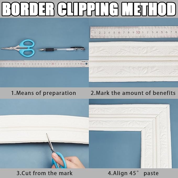 CRASPIRE 90.5 x 3 Wider White Foam Flexible Molding Trim Peel and Stick Self Adhesive Crown 3D Decorative Wallpaper Border Caulk Trim Wall Baseboard Lines Mirror Moulding Frame Strip for Home Decor - Image 5