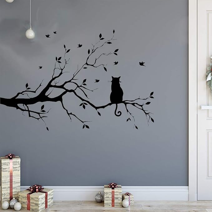 14.2 x 22in Black Cat on Tree Branches Wall Decor Stickers | DIY Removable Wall Art Decal Mural Wallpaper Home Decoration for Living Room, Bedroom, Farmhouse, Bathroom Decor - Image 4