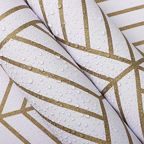CiCiwind Wallpaper Peel and Stick Modern White and Gold Contact Paper Peel and Stick Geometric Removable Self Adhesive Wall Paper for Bedroom Renter Friendly Papel Tapiz para Pared 15.7"x118" - Image 4