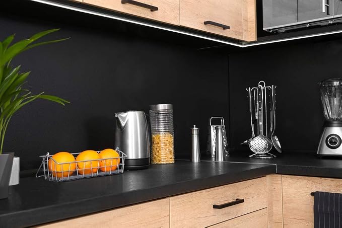 197"x17.7" Black Wallpaper Peel and Stick Decorative Self-Adhesive Black Waterproof Removable Contact Paper for Wall Covering Furniture Cabinet Countertop Vinyl Paper - Image 5