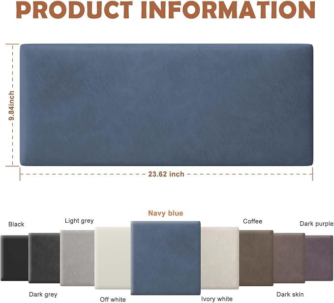 IFNOW Wall Mounted Headboard, Peel and Stick Panels, Navy Blue, Queen | Upholstered 3D Soundproof Acoustic Panels, Reusable and Removable, Padded Leather Bed Headboard, 9 Panels, 9.84" x 23.62" - Image 2