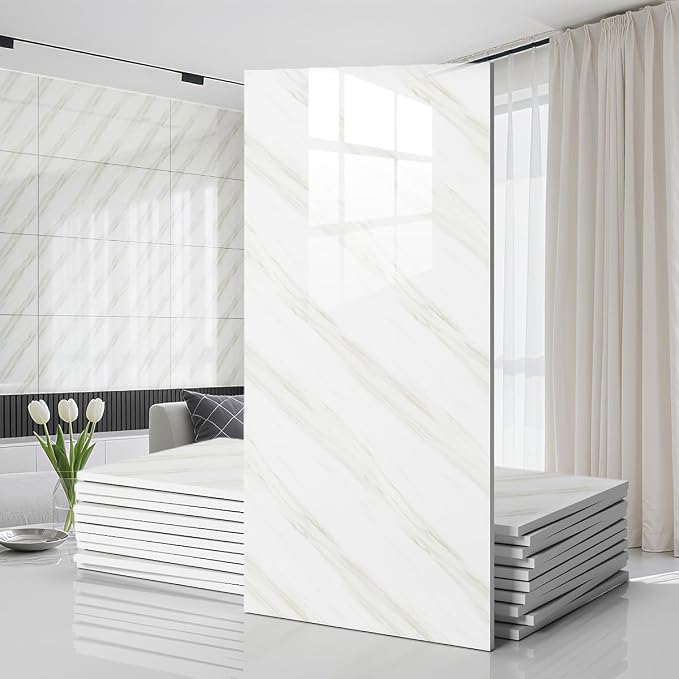10 PCS Marble Peel and Stick Wall Panels 23.6"x11.8" Sticker | Self Adhesive, PVC, Waterproof Backsplash Tile for Bathroom, Kitchen, Living Room, Style3 by Unknown