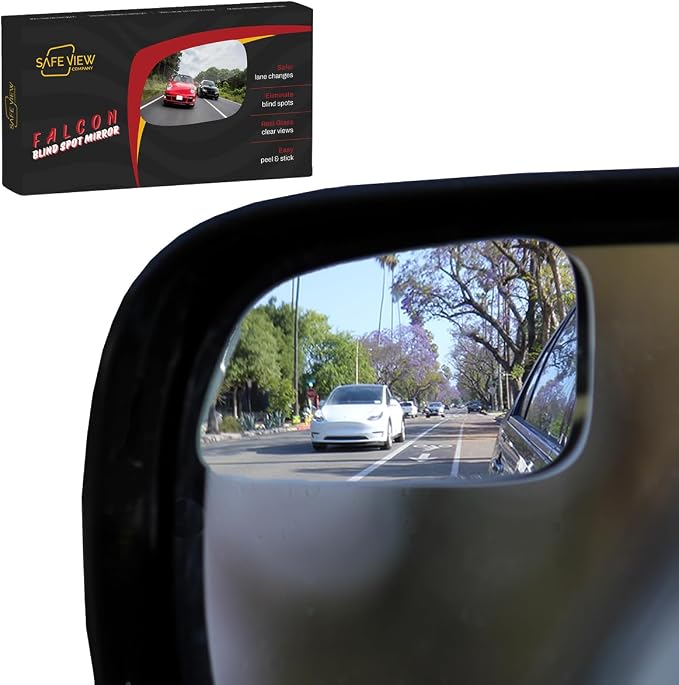 Blind Spot Mirrors for Cars - by Safe View Company - Change Lanes Confidently - Made from Real Convex Glass - Long Lasting - Easy Peel & Stick (Falcon), SVCBAME23 by Safe+View+Company