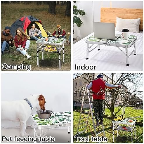 Folding Camping Table 2ft Portable Picnic Table, Monstera Palm Leaves - Image 6