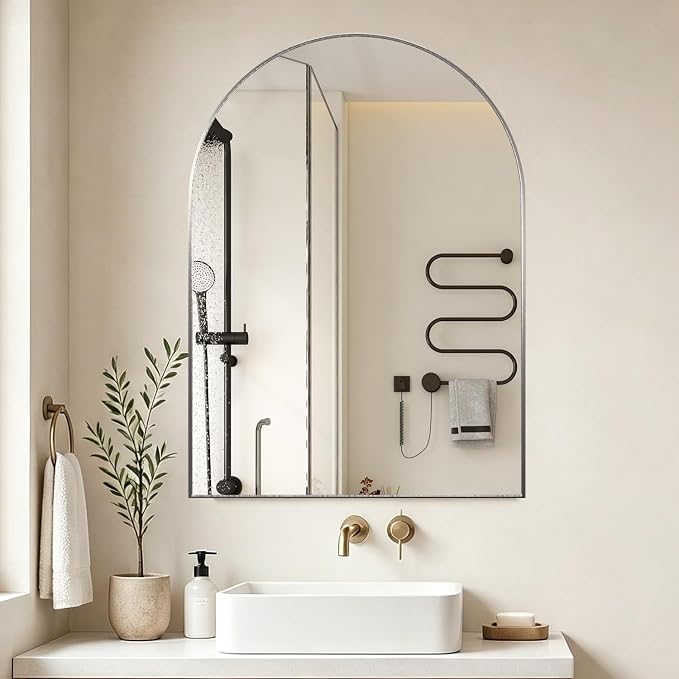 Arched Wall Mirror for Bathroom, 30"x40" Arched Mirror Wall Mounted Mirror with Metal Frame, Silver Vanity Mirror Decor for Mantle, Bedroom, Entryway, Living Room - Image 7