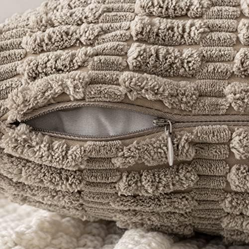 MIULEE Lumbar Corduroy Throw Pillow Cover for Bed 14x36 Light Brown - Image 5