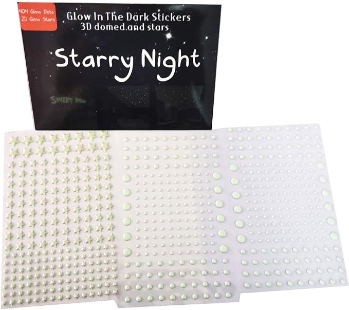 Quanhaigou Realistic 3D Domed Stars Glow in The Dark,615 pcs Dots Stars for Starry Sky, Stickers for Ceiling and Wall Decals, Perfect for Kids Bedding Room Party Birthday Gift(615 pcs) - Image 8