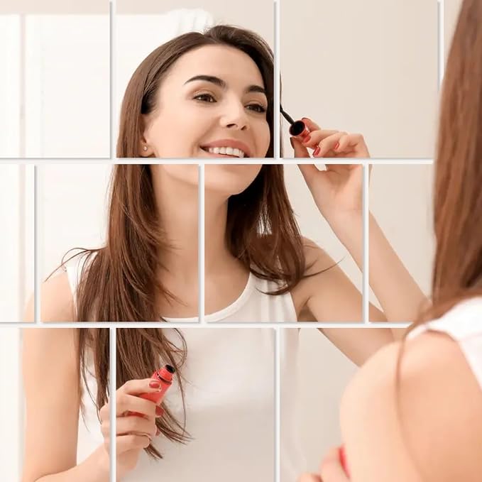 Mirror Stickers for Walls 10 Packs Self Adhesive Stick on Mirror Tiles - Image 9