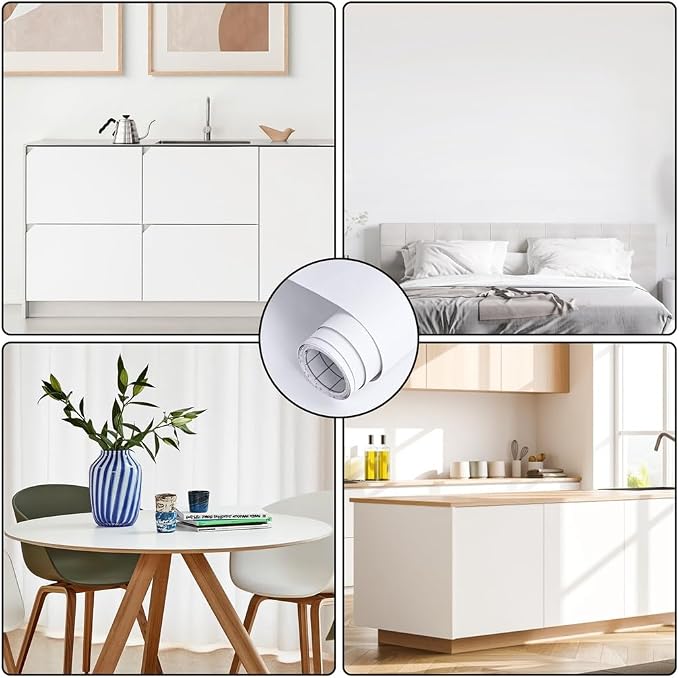 Arthome 11.8"x100" White Contact Paper, Peel and Stick Matte Wallpaper, Self Adhesive Decorative Vinyl Paper for Countertop, Cabinet, Table, Shelves, Furniture Renovate and Wall Covering Decoration - Image 5