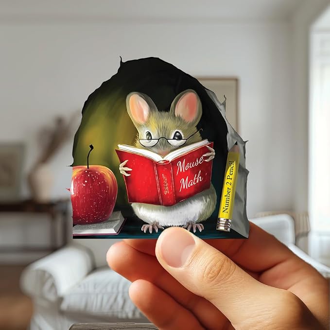 eacher’s Pet Mouse Wall Sticker – Adorable 3D Reading Mouse Décor for Classroom, Kids Room & Book Lover Gift by MICESTERPIECE - Image 6