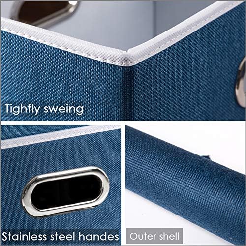 PRANDOM Collapsible Storage Bin with Lid [3-Pack] Fabric Foldable Storage Box Organizer Container Basket Cube with Cover for Home Bedroom Closet Office Nursery Royal Blue(14.9x9.8x9.8) - Image 4