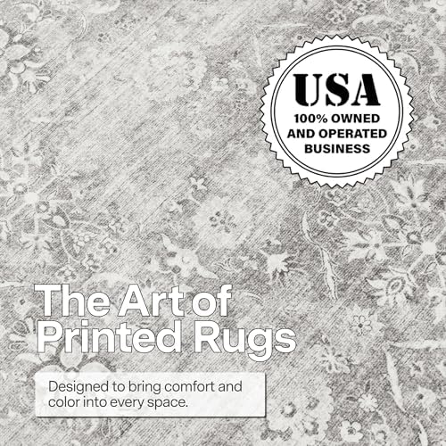 ReaLife Rugs Machine Washable Area Rug - Living Room Bedroom Bathroom Kitchen Entryway Office - Padded Low Pile Stain Resistant Premium - Boho Farmhouse Vintage - Noor - Silver Ivory 4' x 6' - Image 4
