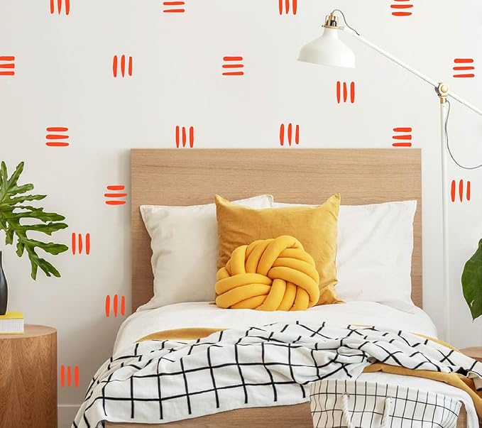 120pcs Modern Line Wall Stickers Boho Nursery Kids Living Room Scandinavian Home Décor Self-Adhesive Murals Vinyo DIY Gift YT5037 (Orange) - Image 2