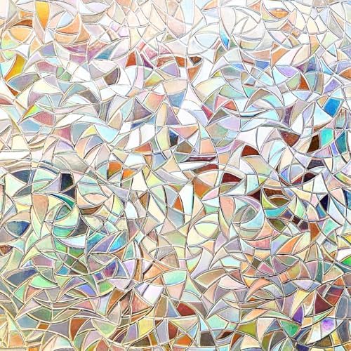 Finnez Window Privacy Film, Stained Glass Rainbow, 17.5" x 157.4" by FINNEZ