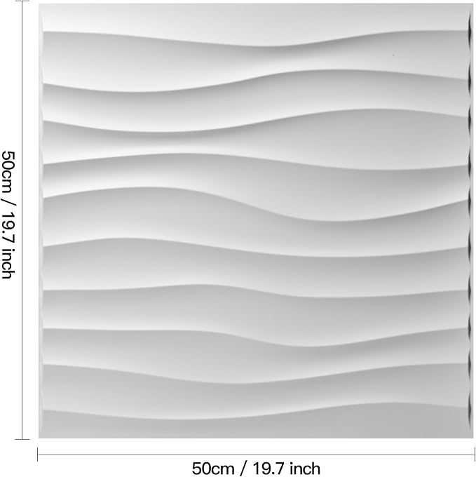 Art3d 12 Pack 3D Wave Design Wall panels 19.7"x19.7" PVC Panel for Interior Wall Decor Living Room, Office, TV Background, White - Image 3