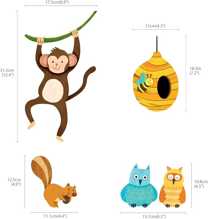 DECOWALL DL4-1709 XLarge Giant Tree and Animals Kids Wall Decals Wall Stickers (59x63 inch) Peel and Stick Removable Wall Stickers for Kids Nursery Bedroom Living Room - Image 6