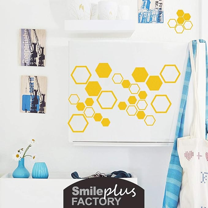 Honeycomb Wall Decals Hexagon Vinyl Wall Decal Golden Bee Art Decor Sticker | Honeycomb decor for walls, wall decal, gold removable vinyl arts mural, self adhesive wallpaper, for living room kids bedroom - Image 4
