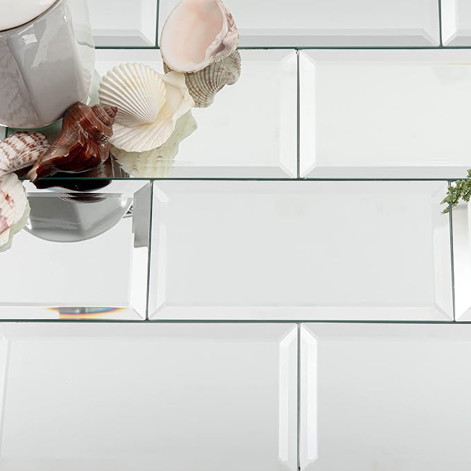 Lovdeco Mirror Subway Tile, Beveled Mirror Backsplash 3x6 Inch for Kitchen Bathroom Wall (40 Pcs, 5 SQ.FT.) - Image 6