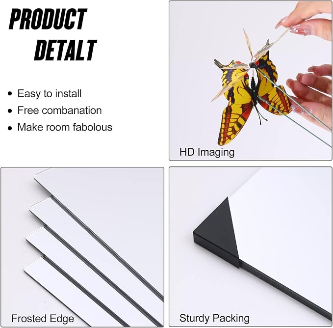 JEOYOO Full Length Wall Mirror Tiles, 8'' x 8'' x 8 PCS, Frameless Full Body Mirror Tiles for Bedroom,shatterproof Non Glass Mirrors Wall Mounted for Home Gym, Over The Door,Gift Ideas - Image 4