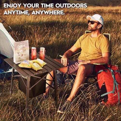 Aluminum Folding Camping Side Table with Carry Bag and Storage,Black - Image 3
