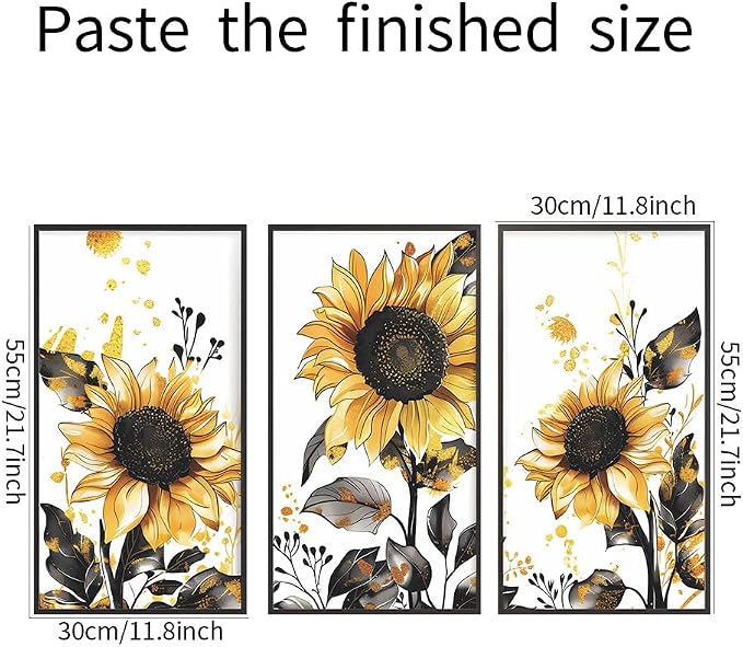 Sunflower Wall Stickers Floral Wall Art Decal Decor for Bedroom Living Room Offices Home Decoration - Image 4