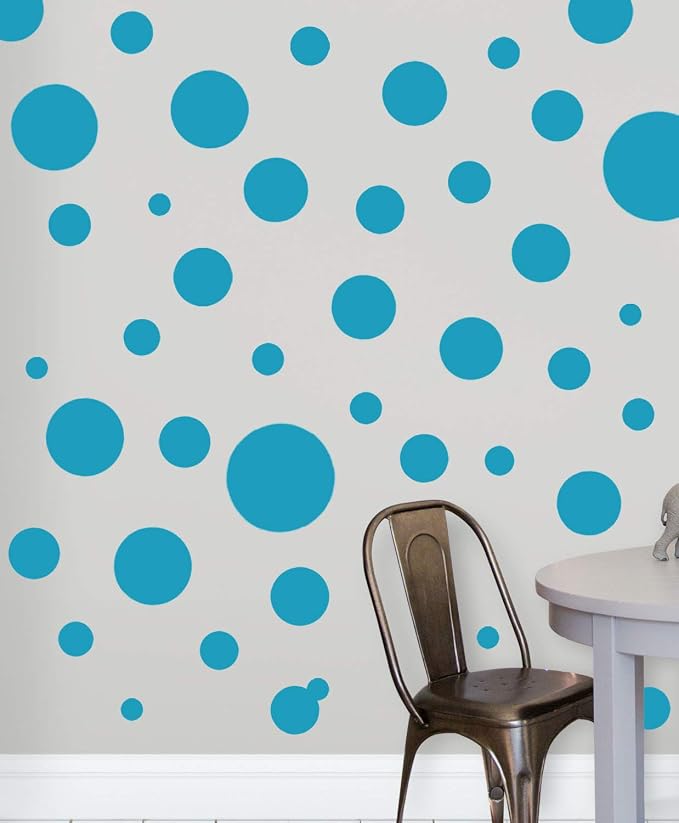 Polka Dot Wall Decals (63) Girls Room Wall Decor Stickers, Wall Dots, Vinyl Circle Peel & Stick DIY Bedroom, Playroom, Kids Room, Baby Nursery Toddler to Teen Bedroom Decoration Gift 3"-6.5" (Teal) - Image 4