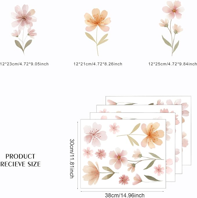 Flower Wall Decals - Peel and Stick Large Floral Flowers Wall Stickers,Removable Flower Home Decor Art for Kids Living Room, Bedroom, Nursery Decor Wall Corner Decor (Flower Wall Decals) - Image 2