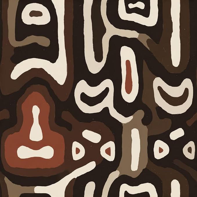 African Boho Abstract Geometric Tribal Swirl Peel and Stick Wallpaper Self Adhesive 17.72" x 119.12'' Brown Curved Line Wall Paper Renter Friendly Removable Waterproof for Living Room Bedroom by Unknown