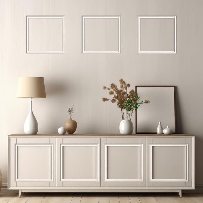 Colingmill Accent Wall Molding Kit Premade Panel,3set,20x20in | Wainscoting Panels, Peel and Stick, Wall Moulding, 3D, White, Pre Cut Picture Frame Trim, for Walls Home Decoration - Image 6