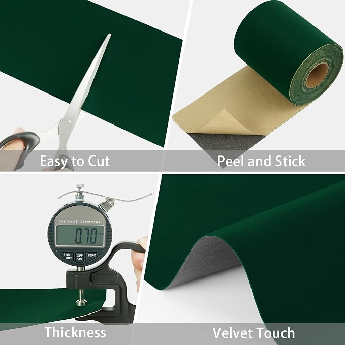 WESTICK Green Mirror Frame Border Trim Peel and Stick Velvet Wallpaper Border Self Adhesive Removable Mirror Tape Decorative Green Bulletin Borders for Classroom Bathroom Photo Frame 3.9" x 160" - Image 2
