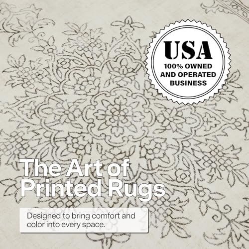 ReaLife Rugs Machine Washable Area Rug Runner - Living Room Bedroom Bathroom Kitchen Entryway Office - Padded Low Pile Stain Resistant Premium - Boho Farmhouse Vintage - Paige - Ivory 2'6" x 6' - Image 4