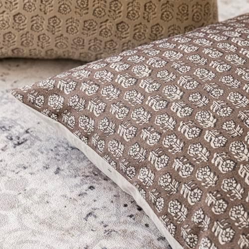 Foindtower Decorative Floral Print Throw Pillow Covers 24×24 Inch,Brown - Image 3